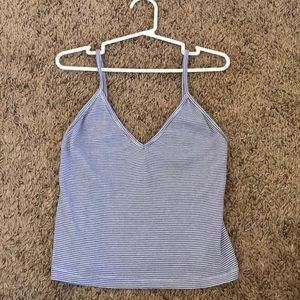 Blue and white stripe cropped cami